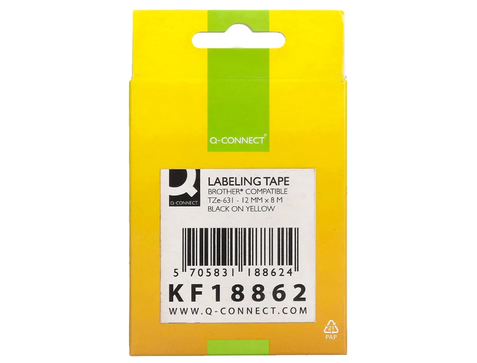 Ruban titreuse q-connect tze-631 jaune-noir 12 mm x 8 mt oze-631