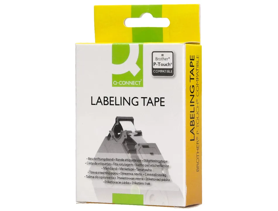 Ruban titreuse q-connect tze-221 blanc-noir 9 mm x 8 mt oze-221