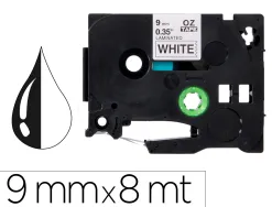 Ruban titreuse q-connect tze-221 blanc-noir 9 mm x 8 mt oze-221