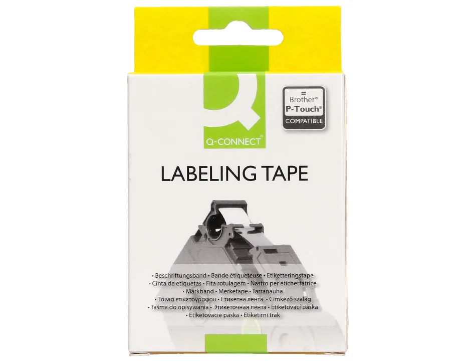Ruban titreuse q-connect tze-221 blanc-noir 9 mm x 8 mt oze-221