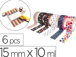 Rubans adhesifs sodertex theme geometrica 15 mm x 10 ml 6 pcs