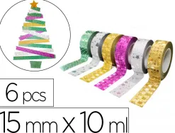 Rubans adhesifs sodertex theme glitter deco 15 mm x 10 ml 6 pcs