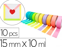 Rubans adhesifs sodertex theme rainbow 15 mm x 10 ml 10 pcs