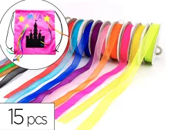Rubans organza sodertex 9mm x 10ml coloris assortis pack de 15 pcs