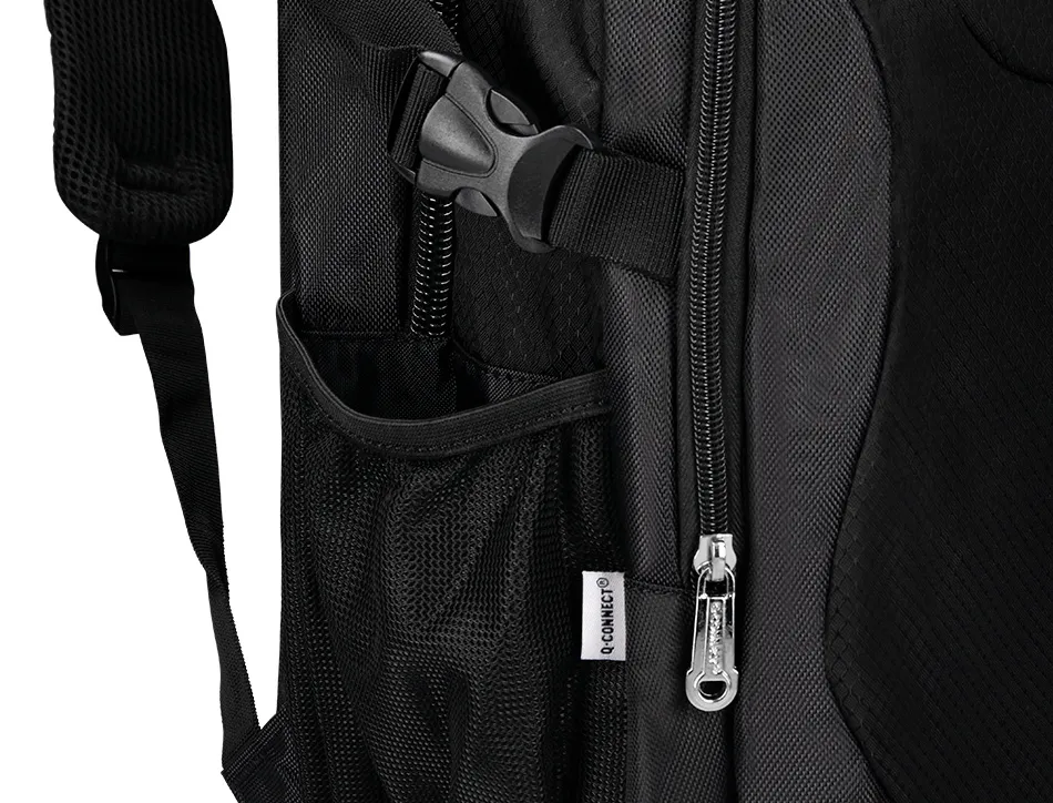 Sac à dos polyester q-connect ordinateur portable 18" 330x470x180mm poche extérieure compartiment intérieur velcro noir