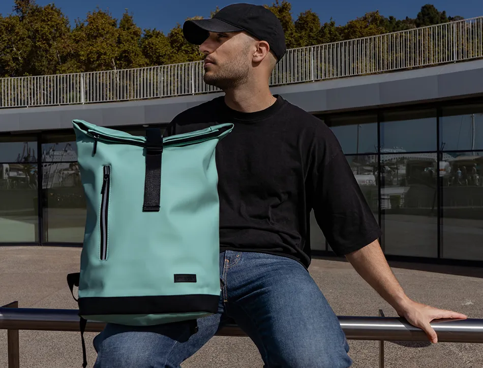 Sac a dos antartik roll up waterproof 480x130x280mm coloris turquoise