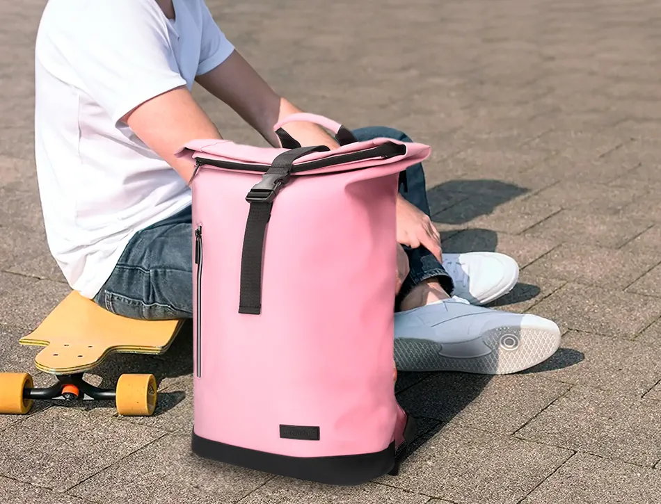 Sac a dos antartik roll up waterproof 480x130x280mm coloris rose