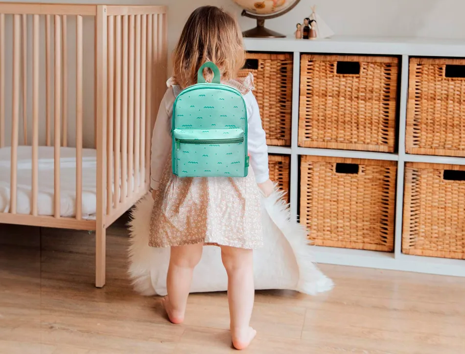 Sac a dos liderpapel baby vagues 250x115x210mm coloris vert d'eau