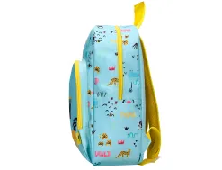 Sac a dos liderpapel baby safari motif lion 330x100x250mm coloris bleu pastel