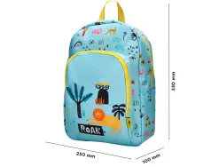 Sac a dos liderpapel baby safari motif lion 330x100x250mm coloris bleu pastel