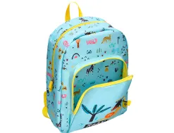 Sac a dos liderpapel baby safari motif lion 330x100x250mm coloris bleu pastel