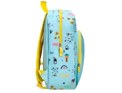 Sac a dos liderpapel baby safari motif lion 330x100x250mm coloris bleu pastel