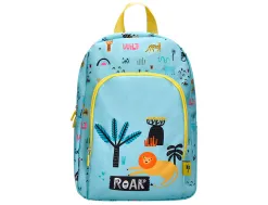 Sac a dos liderpapel baby safari motif lion 330x100x250mm coloris bleu pastel