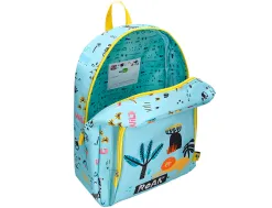 Sac a dos liderpapel baby safari motif lion 330x100x250mm coloris bleu pastel
