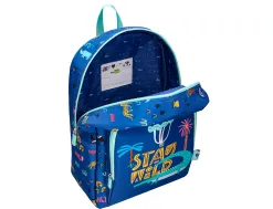 Sac a dos liderpapel baby safari motif cocodrile 330x100x250mm coloris bleu