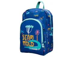 Sac a dos liderpapel baby safari motif cocodrile 330x100x250mm coloris bleu