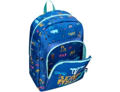 Sac a dos liderpapel baby safari motif cocodrile 330x100x250mm coloris bleu