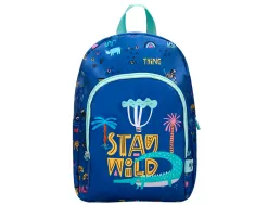 Sac a dos liderpapel baby safari motif cocodrile 330x100x250mm coloris bleu