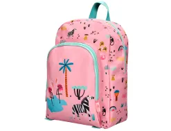 Sac a dos liderpapel baby safari motif zebre 330x100x250mm coloris rose