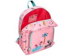 Sac a dos liderpapel baby safari motif zebre 330x100x250mm coloris rose