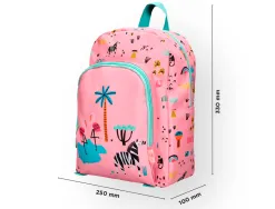 Sac a dos liderpapel baby safari motif zebre 330x100x250mm coloris rose