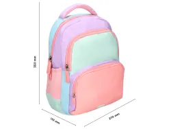 Sac a dos liderpapel scolaire multipoches et multicouleurs pastel 35x11x27cm