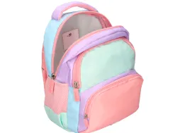 Sac a dos liderpapel scolaire multipoches et multicouleurs pastel 35x11x27cm