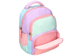 Sac a dos liderpapel scolaire multipoches et multicouleurs pastel 35x11x27cm