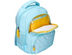 Sac a dos liderpapel scolaire fleurs 350x110x270mm coloris bleu ciel