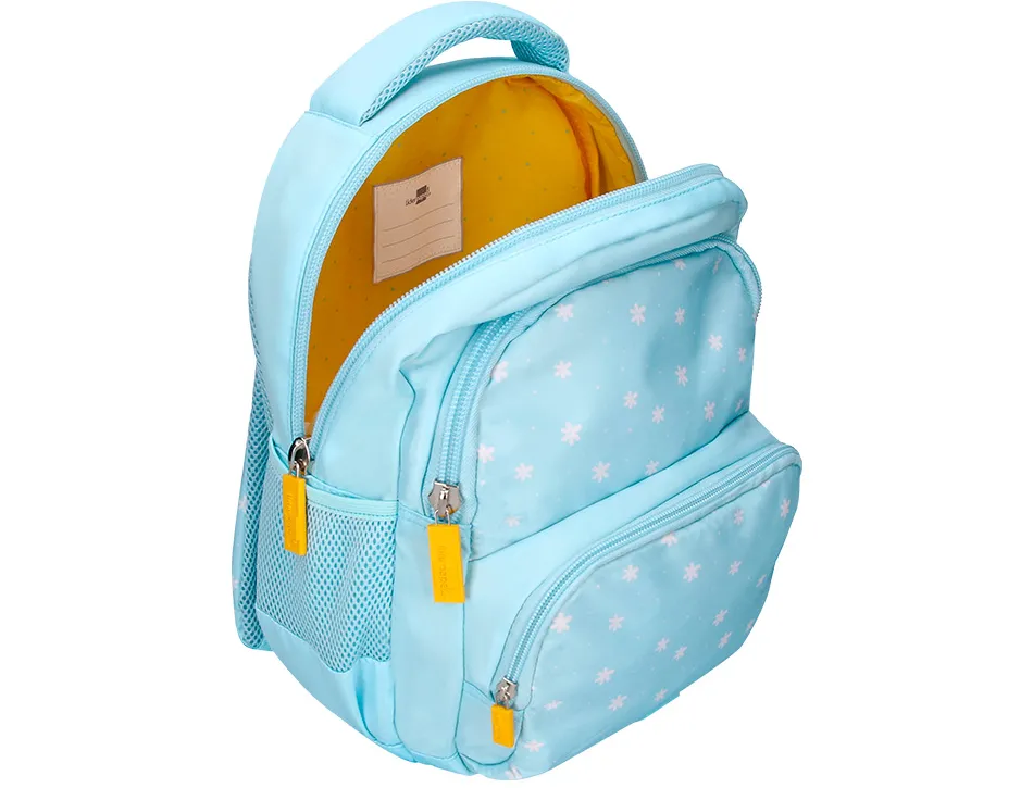 Sac a dos liderpapel scolaire fleurs 350x110x270mm coloris bleu ciel