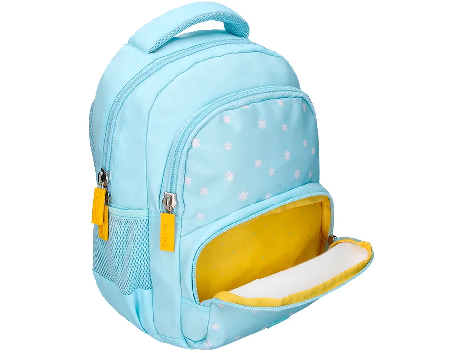 Sac a dos liderpapel scolaire fleurs 350x110x270mm coloris bleu ciel