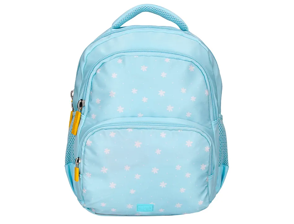Sac a dos liderpapel scolaire fleurs 350x110x270mm coloris bleu ciel