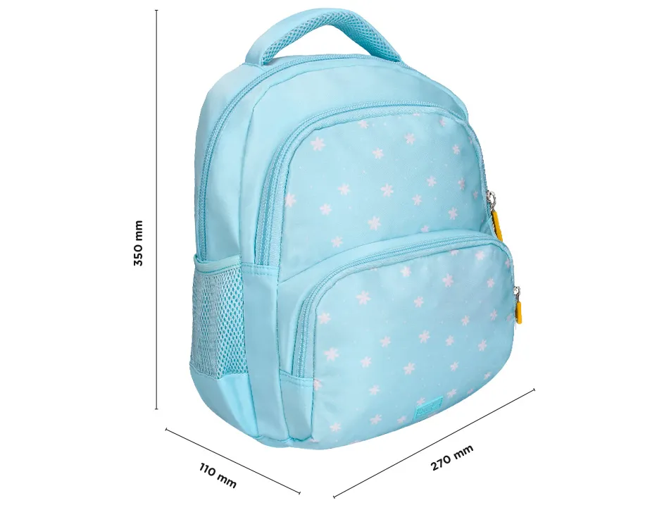 Sac a dos liderpapel scolaire fleurs 350x110x270mm coloris bleu ciel