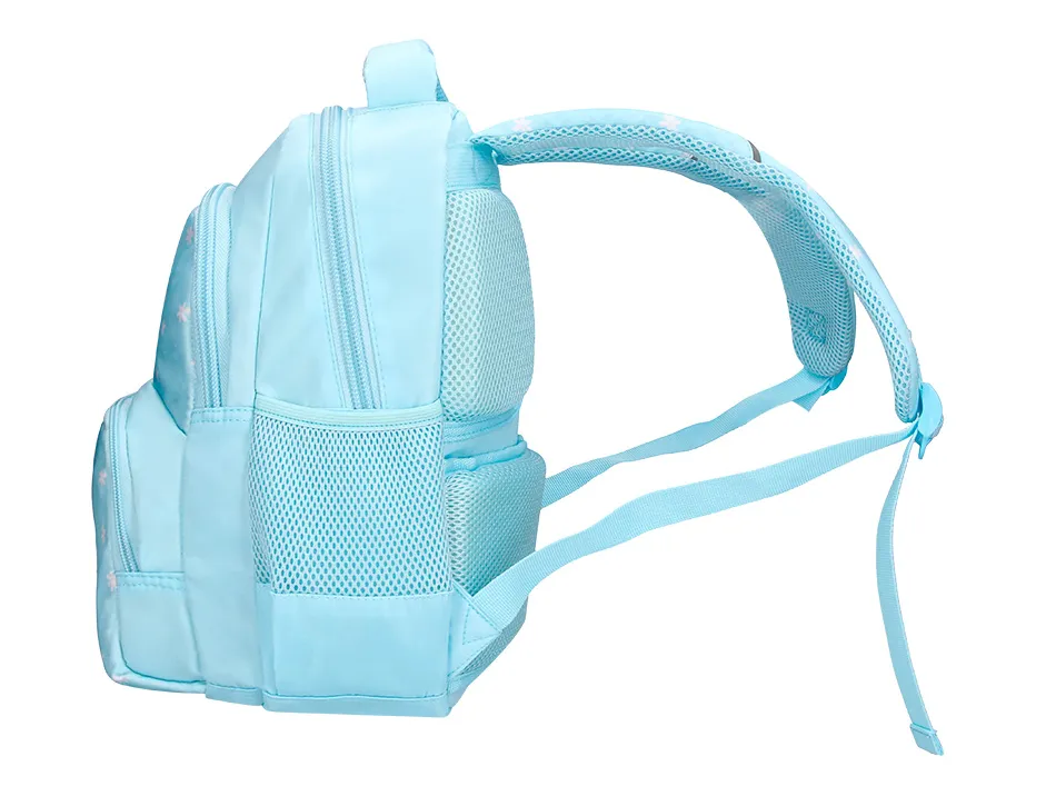 Sac a dos liderpapel scolaire fleurs 350x110x270mm coloris bleu ciel