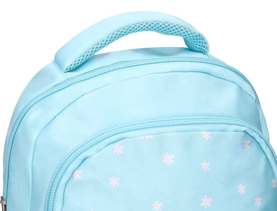 Sac a dos liderpapel scolaire fleurs 350x110x270mm coloris bleu ciel