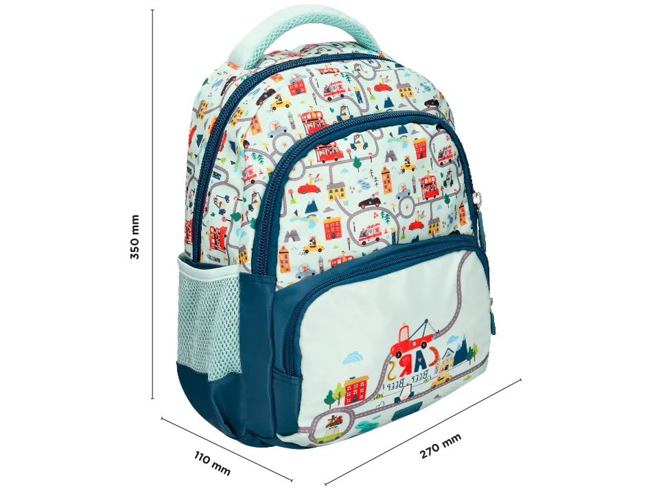 Sac a dos liderpapel scolaire voiture 350x110x270mm coloris vert d'eau