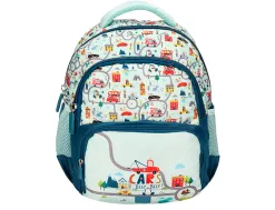 Sac a dos liderpapel scolaire voiture 350x110x270mm coloris vert d'eau