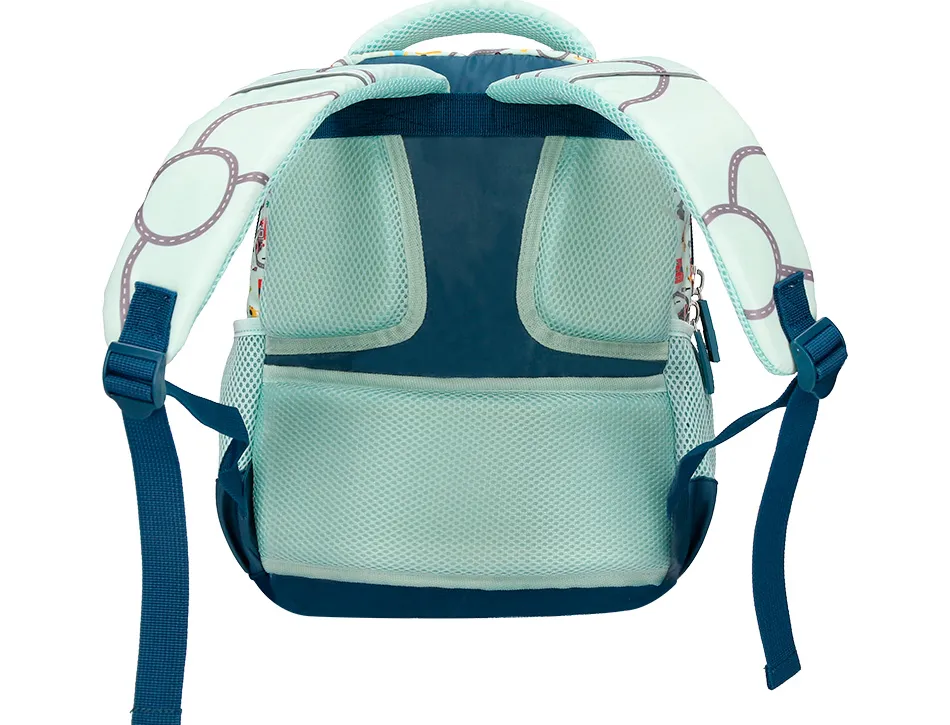 Sac a dos liderpapel scolaire voiture 350x110x270mm coloris vert d'eau