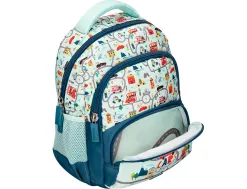 Sac a dos liderpapel scolaire voiture 350x110x270mm coloris vert d'eau