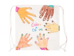 Sac a dos o'color coton a decorer cordons 38x38cm coloris blanc lot 10 unites
