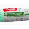 Sac dechets compostable alfapac 2 noeuds 16 microns 50l resistance 8kg 680x750mm coloris transparent 500