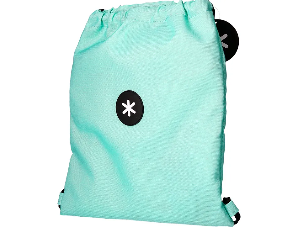 Sac dos antartik en toile fermeture cordon poche interieur 350x400 mm coloris vert menthe