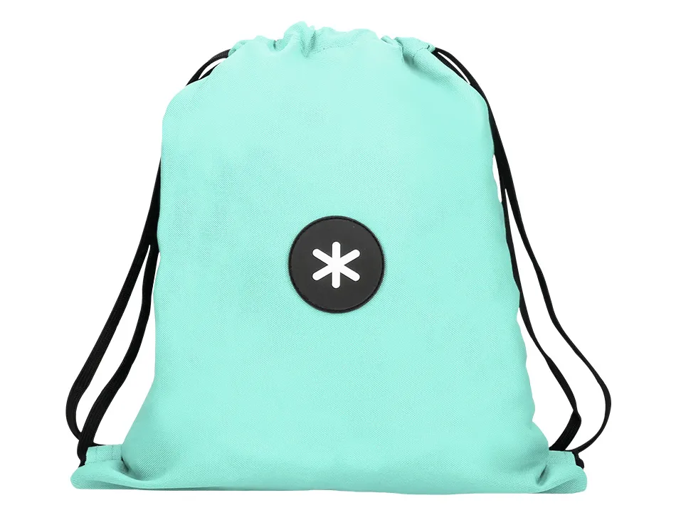 Sac dos antartik en toile fermeture cordon poche interieur 350x400 mm coloris vert menthe