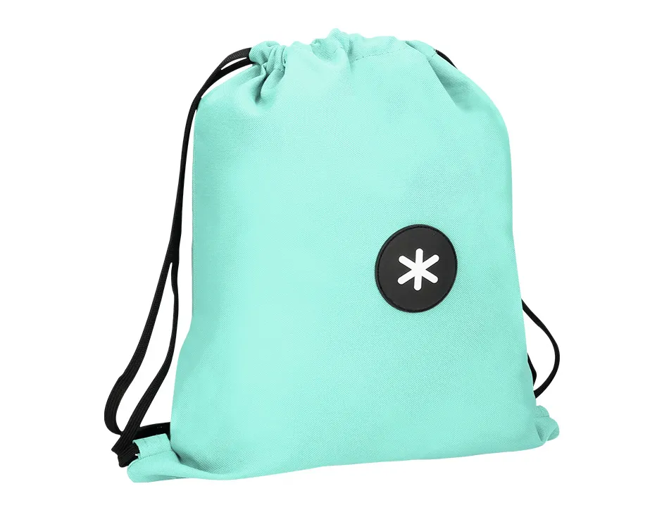 Sac dos antartik en toile fermeture cordon poche interieur 350x400 mm coloris vert menthe