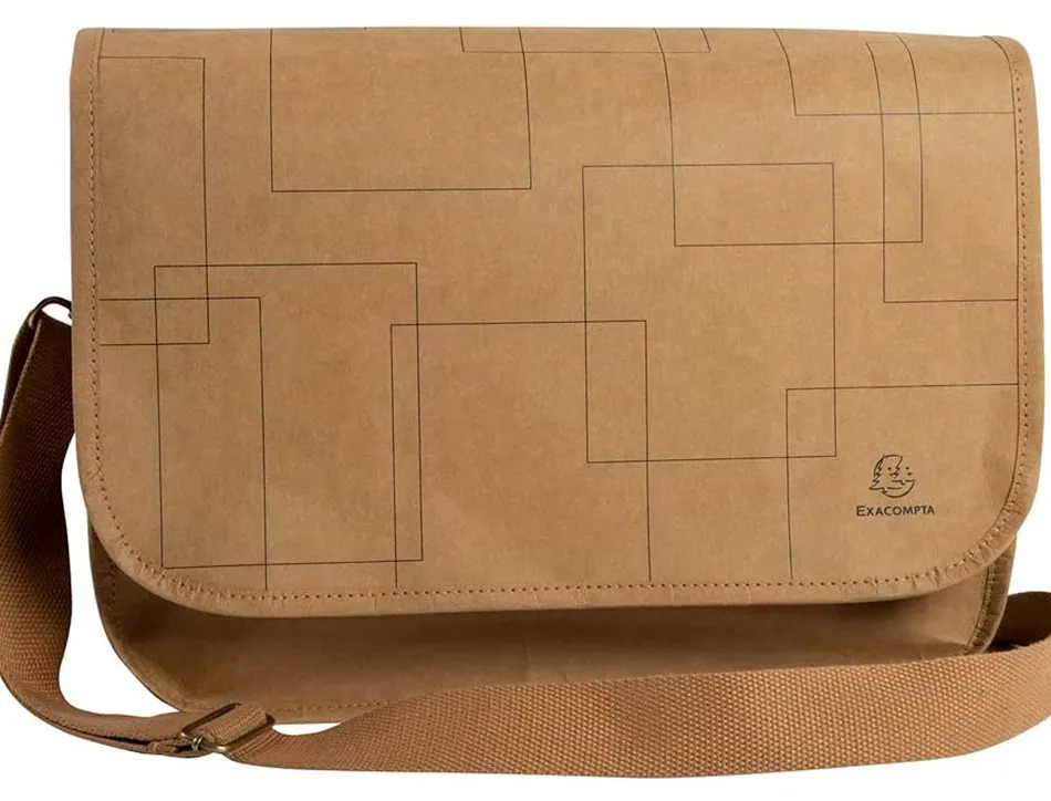 Sac exacompta eterneco simili cuir vegetal brun motif geometrique