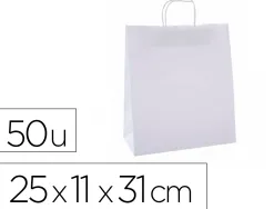 Sac kraft blanc apli 25x11x31cm paquet 50 unités