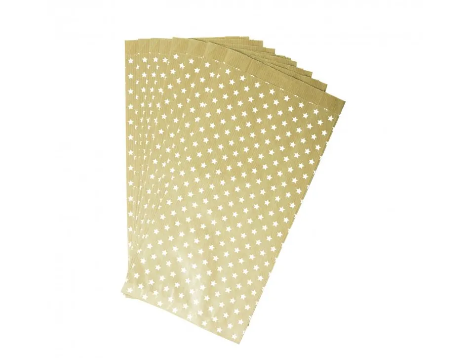 Sac kraft clairefontaine 15x31cm imprimes etoiles lot 50 unites
