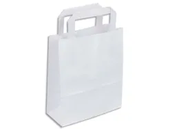 Sac kraft 90g/m2 poignees plates 32x15x40cm paquet 50 unites coloris blanc