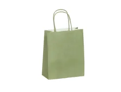 Sac kraft 90g/m2 poignees torsadees 230x120x300mm coloris vert amande