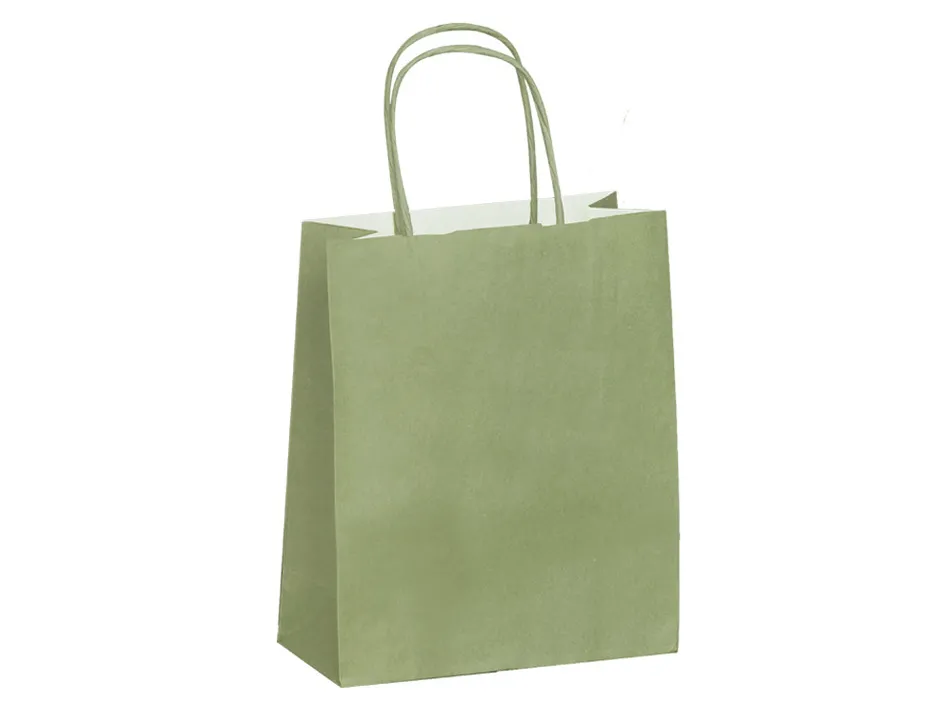 Sac kraft 90g/m2 poignees torsadees 350x140x400mm coloris vert amande